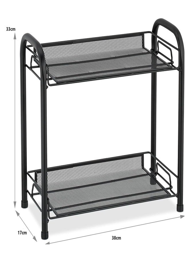 HOME CUBE Metal 2 Tier Kitchen Countertop Spice Container Organizer Rack for Cabinet Pantry - Seasoning Storage Shelf - Bathroom Storage - Image 3